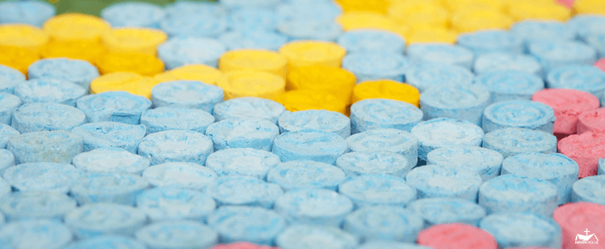 HHRC-Contraband of various MDMA pills held by drug dealer - detail