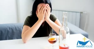 Woman addicted to alcohol
